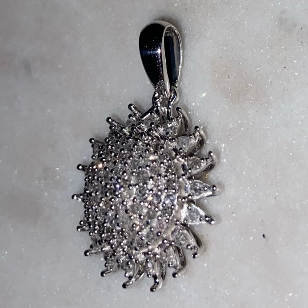 NWT Diamond Sunburst Pendant in Platinum over .925 Sterling Silver .50 carat!!! - Picture 9 of 10
